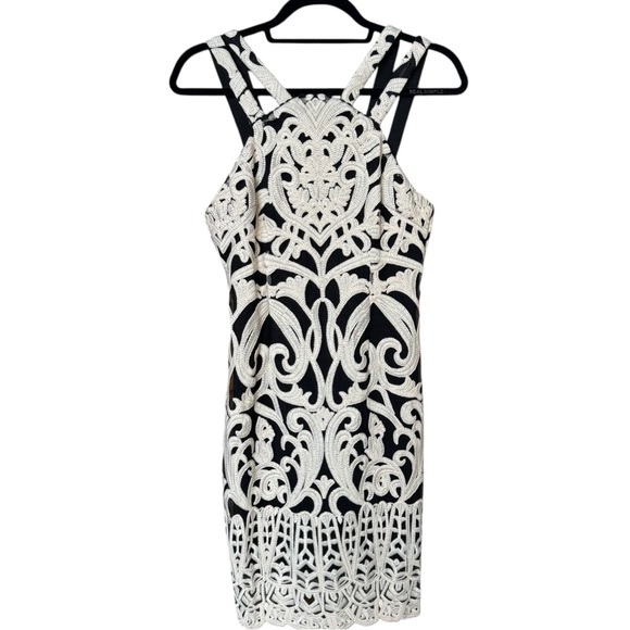 Foxiedox Anthropology Embroidered Minidress Black Cream | Women’s Size Small‎ - Picture 2 of 13